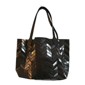 Patrizia Luca Black Metallic Geometric Tote Bag One Size Purple Lining